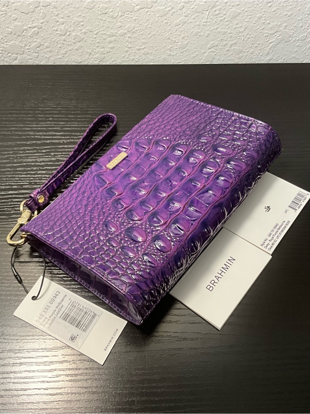 Brahmin Daisy ROYAL PURPLE MELBOURNE Wristlet Clutch Cosmetic Bag